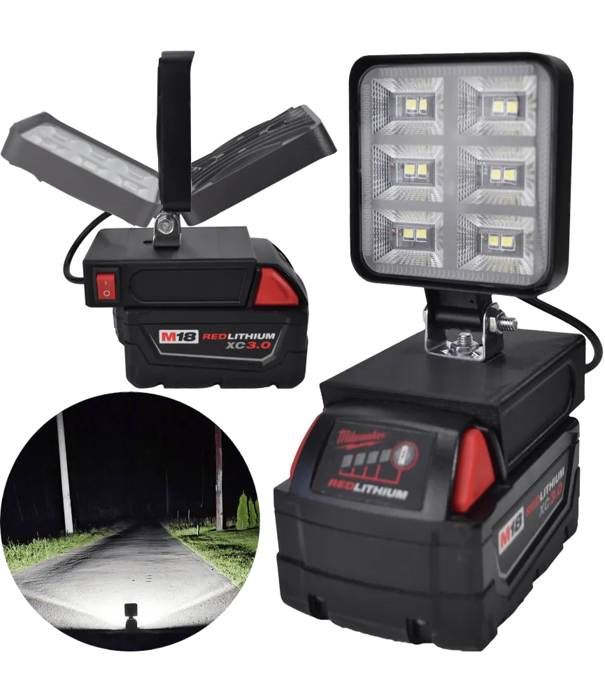 Lampa Do Baterii Milwaukee M18 18V LED Halogen Roboczy - Czarny