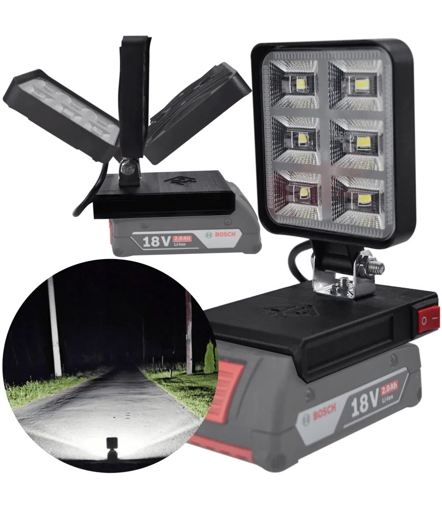 Lampa Do Baterii Bosch Pro 18V LED Halogen Roboczy - Czarny