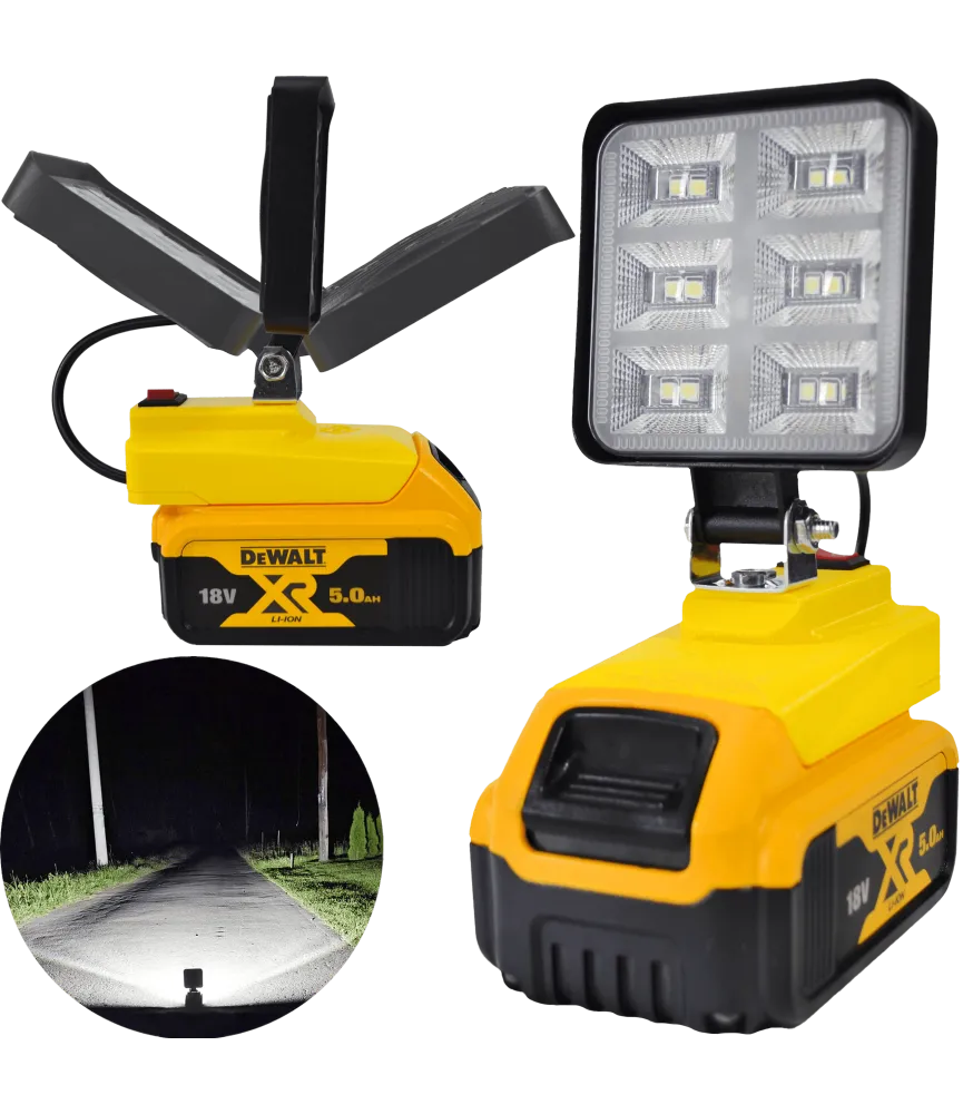 Lampa Do Baterii DeWalt 18V LED Halogen Roboczy - Żółty