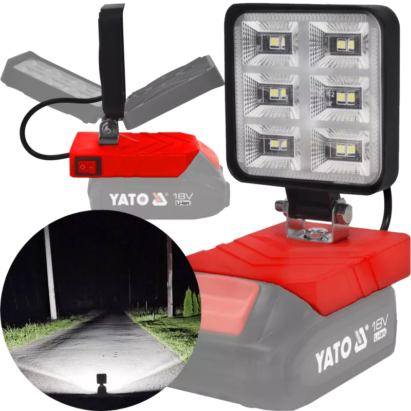 YATO 18V LED HALOGÉNOVÁ PRACOVNÁ BATÉRIOVÁ LAMPA - Czerwony