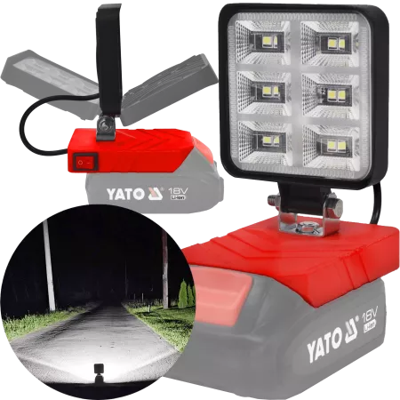 Lampa Do Baterii Yato 18V LED Halogen Roboczy - Czerwony