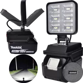 LAMPA DO BATERII MAKITA 18V LED HALOGEN ROBOCZY + USB 