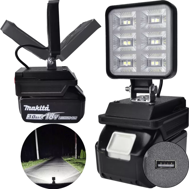 LAMPA DO BATERII MAKITA 18V LED HALOGEN ROBOCZY + USB 