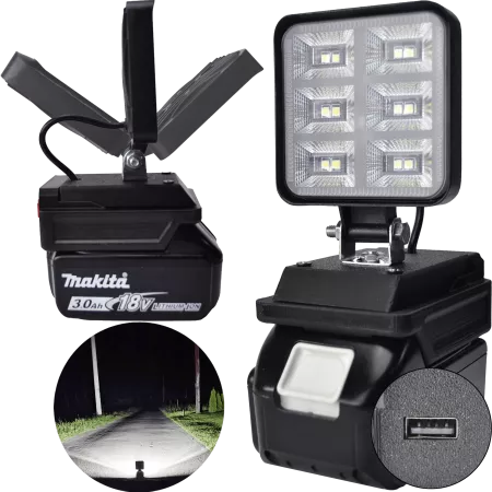 LAMPA DO BATERII MAKITA 18V LED HALOGEN ROBOCZY + USB 