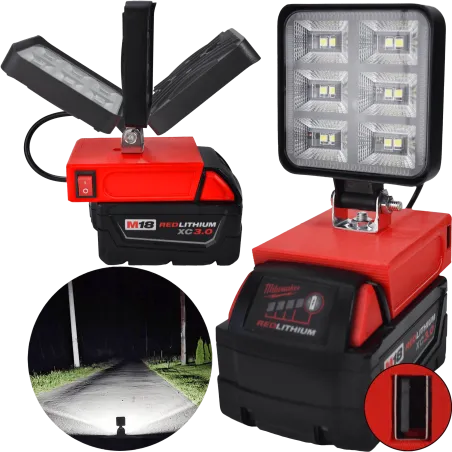LAMPA DO BATERII MILWAUKEE M18 18V LED HALOGEN ROBOCZY + USB 