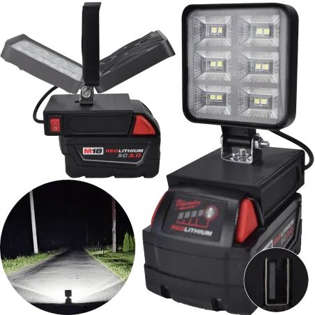 MILWAUKEE BATÉRIOVÁ LAMPA M18 18V LED HALOGÉNOVÉ PRACOVNÉ SVETLO + USB - Czarny