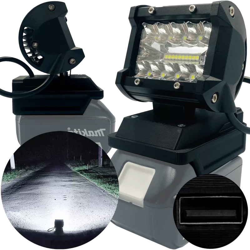 Lampa Do Makita 18V Halogen Roboczy LED Max + USB - Czarny