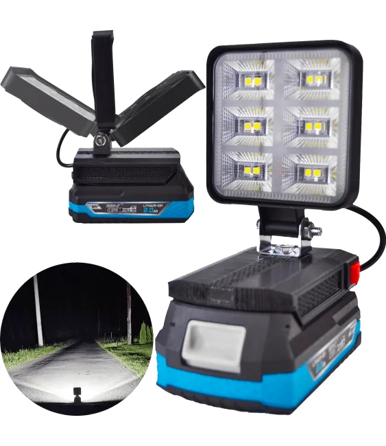 Lampa Do Baterii Dedra 18V SAS+ LED Halogen Roboczy - Czarny