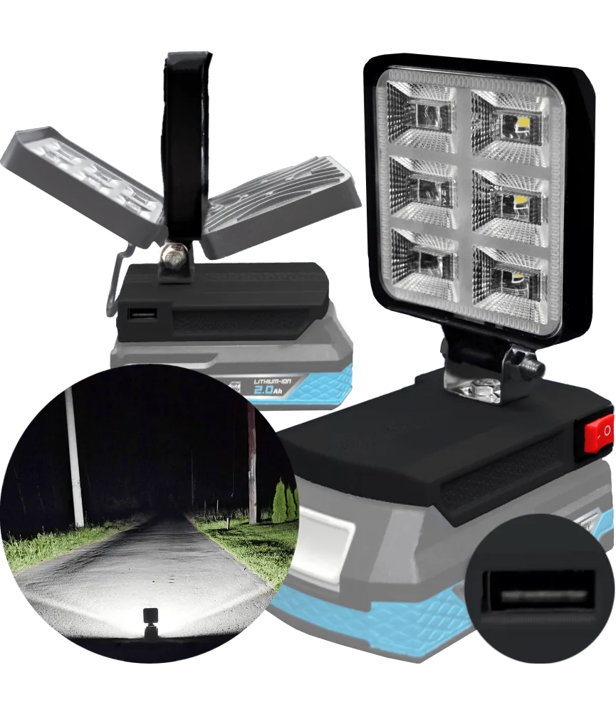 LAMPA DO BATERII DEDRA 18V SAS+ LED HALOGEN ROBOCZY + USB 