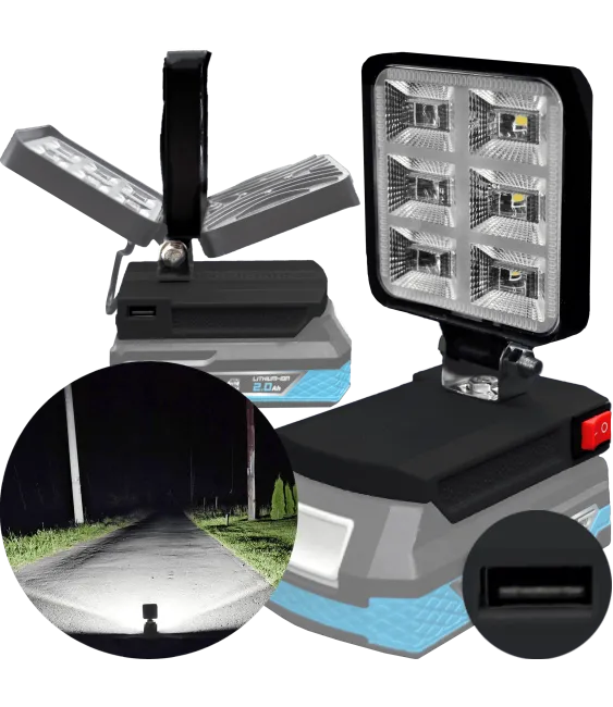 LAMPA DO BATERII DEDRA 18V SAS+ LED HALOGEN ROBOCZY + USB 