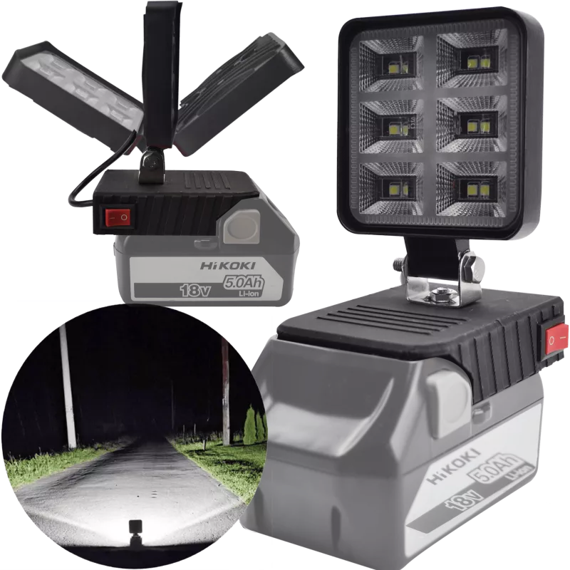 LAMPA DO BATERII HIKOKI HITACHI 18V LED HALOGEN ROBOCZY + USB 