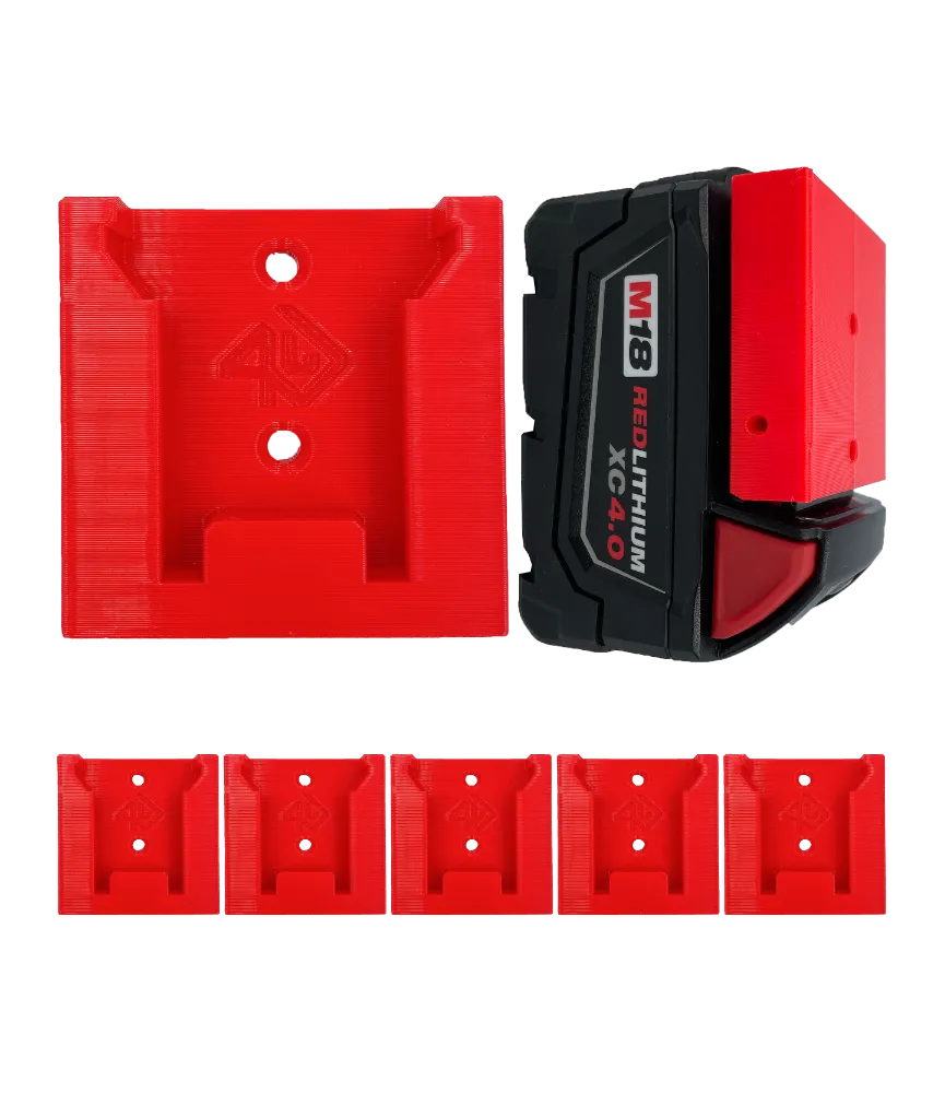 6x držiak batérie Milwaukee M18 click - Czerwony