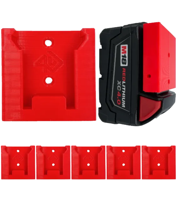 Uchwyt Na Baterie Milwaukee M18 Click - 6 szt. - Czerwony