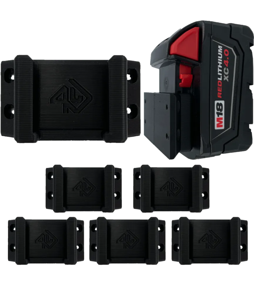 6x držiak batérie Milwaukee M18 - Czarny