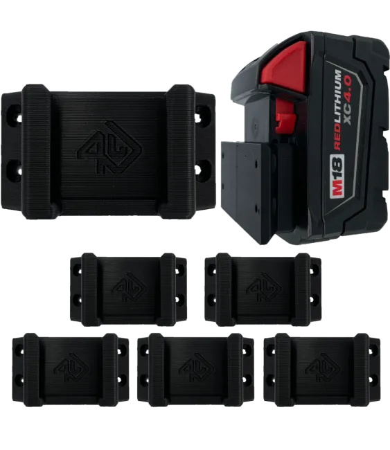 6x držiak batérie Milwaukee M18 - Czarny