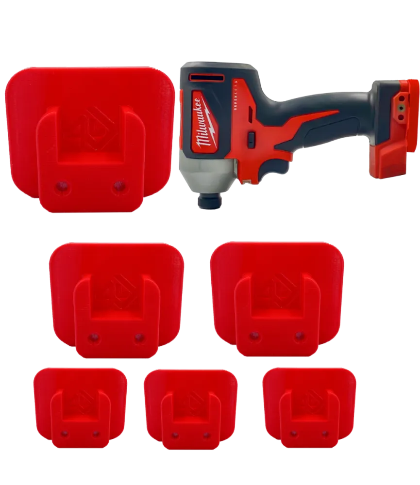 6x držiak náradia Milwaukee M18 - Czerwony