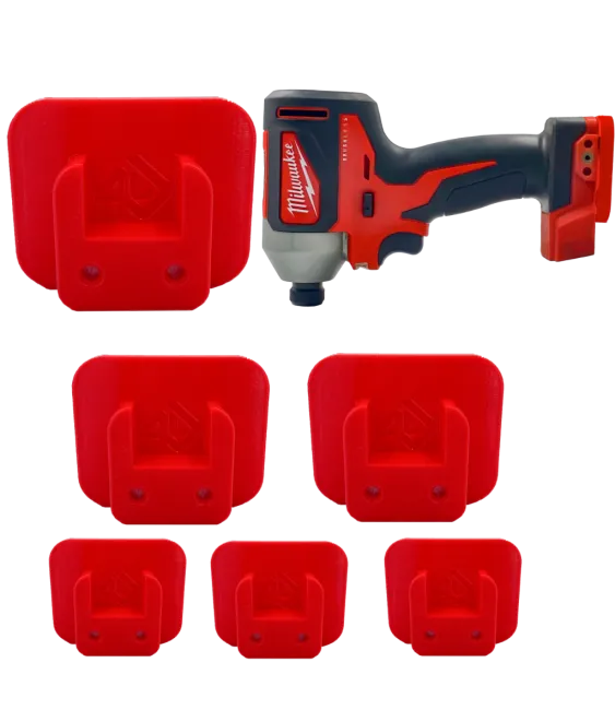 6x držiak náradia Milwaukee M18 - Czerwony