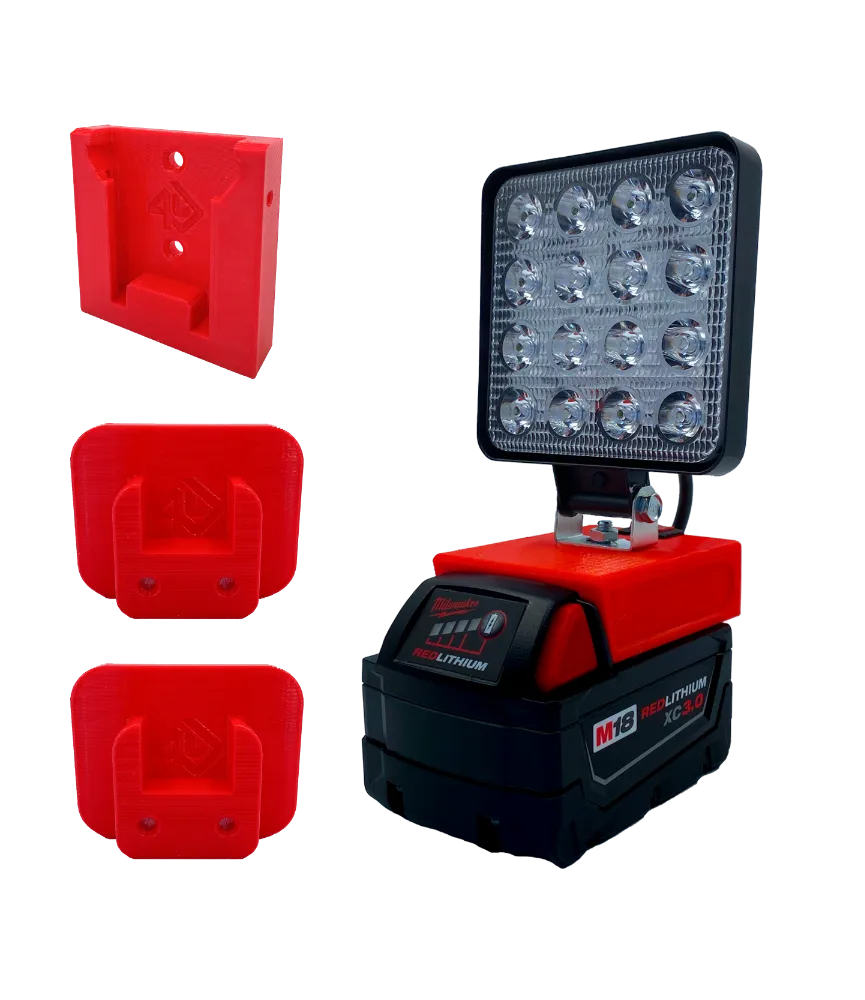 Lampa do MILWAUKEE uchwyt 2x narzędzia 1x uchwyt na akumulator 