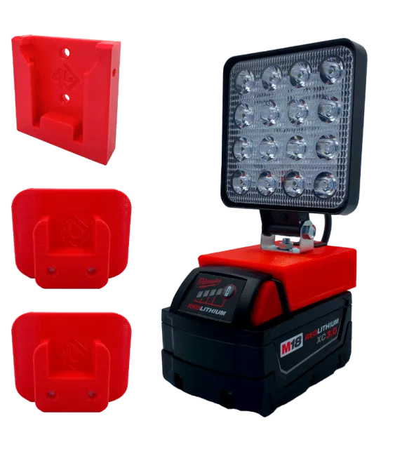 Lampa do MILWAUKEE uchwyt 2x narzędzia 1x uchwyt na akumulator 