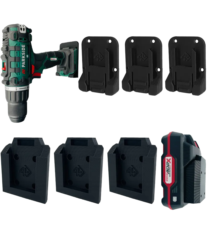 Zestaw UCHWYTÓW 3x narzędzie 3x bateria PARKSIDE v20 