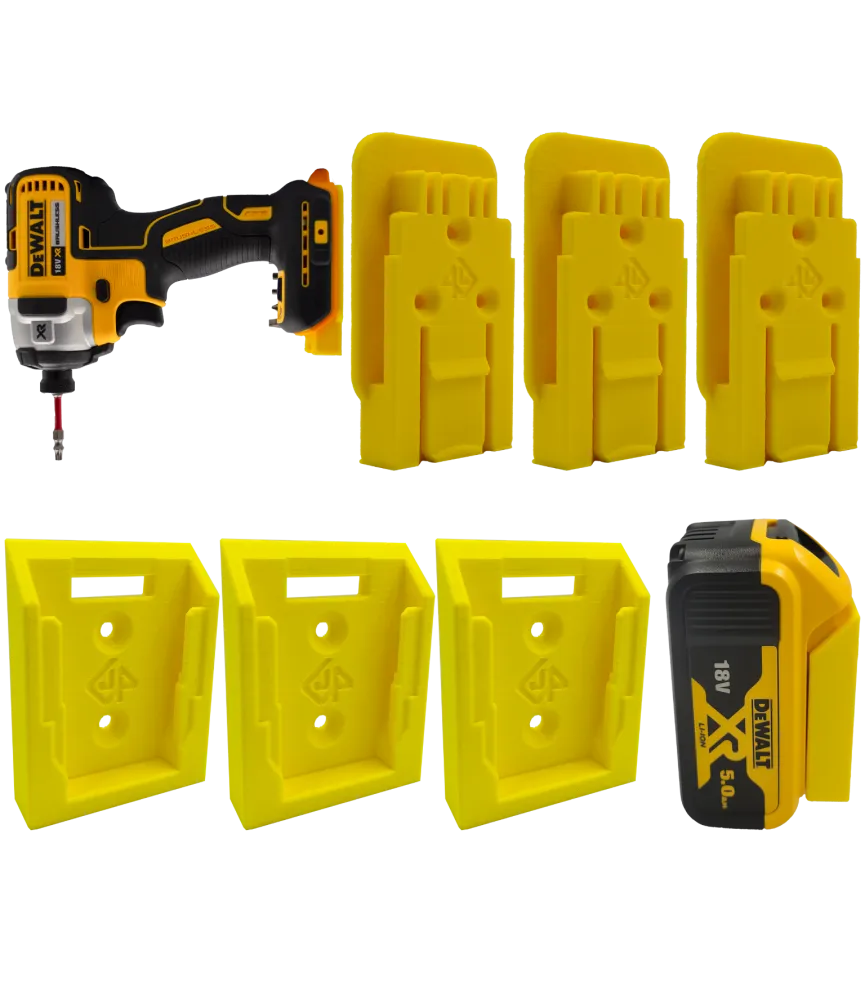 Zestaw UCHWYTÓW 3x narzędzie 3x bateria DEWALT 18V 
