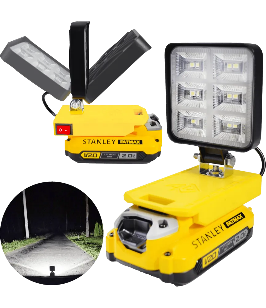 LAMPA DO BATERII STANLEY V20 FATMAX LED HALOGEN ROBOCZY 