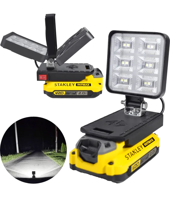 Lampa Do Baterii Stanley V20 FatMax LED Halogen Roboczy - Czarny