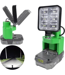 LAMPA DO BATERII RYOBI 18V ONE+ LED HALOGEN ROBOCZY - Zielony