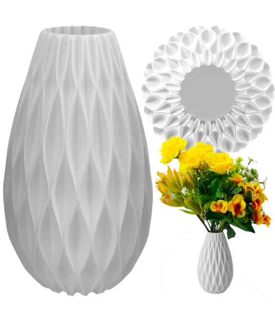 WAZON PLASTIKOWY NIETŁUKĄCY SKANDYNAWSKI NA KWIATY NOWOCZESNY 15CM BIAŁY 