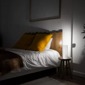 LAMPA BIURKOWA PRZEZROCZYSTA 27CM NOWOCZESNA BIAŁA 