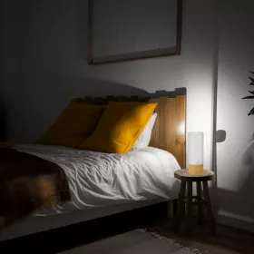 LAMPA BIURKOWA PRZEZROCZYSTA 27CM NOWOCZESNA BEŻOWA 