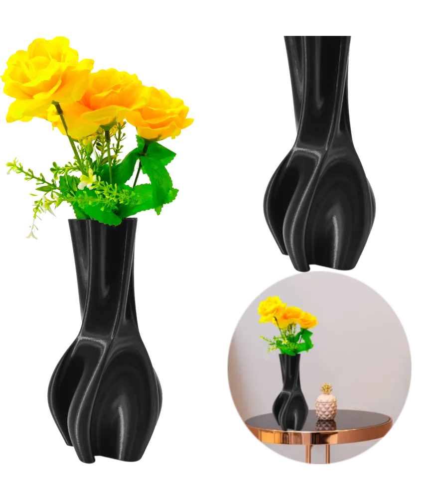WAZON NA KWIATY WYSOKI NOWOCZESNY PLASTIKOWY NIETŁUKĄCY 20 CM CZARNY 