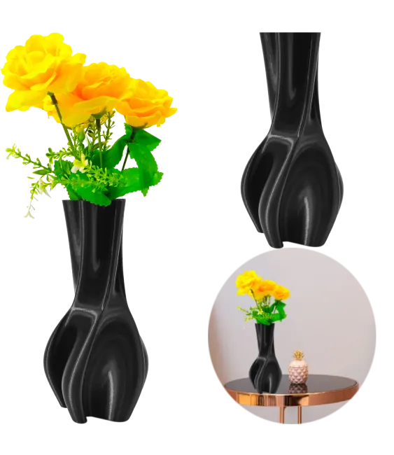 WAZON NA KWIATY WYSOKI NOWOCZESNY PLASTIKOWY NIETŁUKĄCY 20 CM CZARNY 