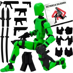 MINI FIGURKA KOLEKCJONERSKA RUCHOMA MINI LEGENDY 20CM ZIELONA ZESTAW AKCESORIÓW 