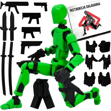 MINI FIGURKA KOLEKCJONERSKA RUCHOMA MINI LEGENDY 20CM ZIELONA ZESTAW AKCESORIÓW 