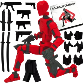 MINI FIGURKA KOLEKCJONERSKA RUCHOMA MINI LEGENDY 20CM CZERWONA ZESTAW AKCESORIÓW 