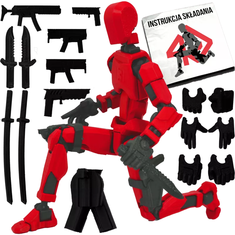 MINI FIGURKA KOLEKCJONERSKA RUCHOMA MINI LEGENDY 20CM CZERWONA ZESTAW AKCESORIÓW 