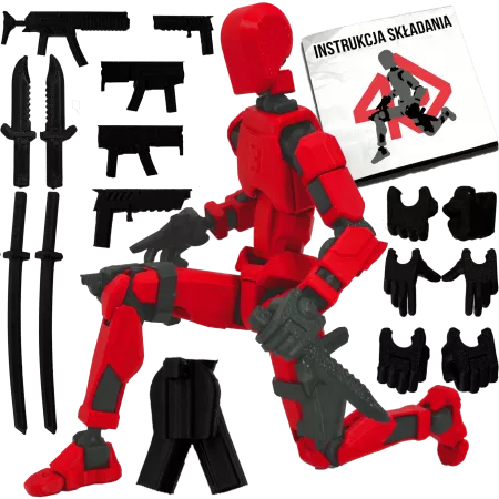 MINI FIGURKA KOLEKCJONERSKA RUCHOMA MINI LEGENDY 20CM CZERWONA ZESTAW AKCESORIÓW 