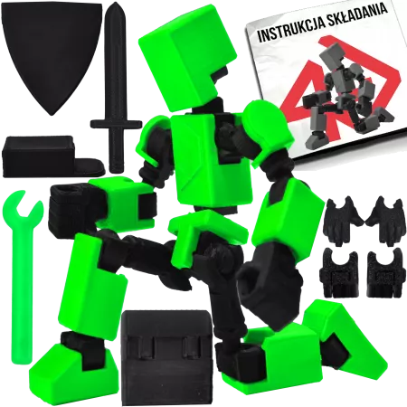 MIKRO FIGURKA KOLEKCJONERSKA RUCHOMA MIKRO LEGENDY 14CM ZIELONA AKCESORIA 