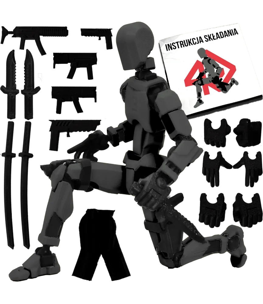 MINI FIGURKA KOLEKCJONERSKA RUCHOMA MINI LEGENDY 20CM CZARNY ZESTAW AKCESORIÓW 