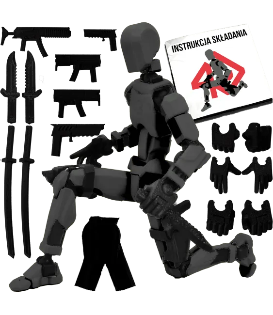 MINI FIGURKA KOLEKCJONERSKA RUCHOMA MINI LEGENDY 20CM CZARNY ZESTAW AKCESORIÓW 
