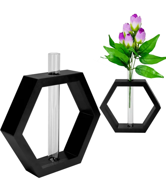 WAZON FIGURA OZDOBA SZEŚCIOKĄT Z FIOLKĄ 20CM