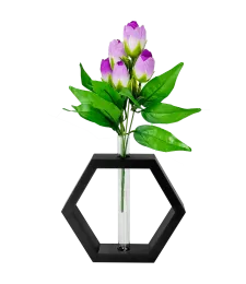 WAZON FIGURA OZDOBA SZEŚCIOKĄT Z FIOLKĄ 20CM