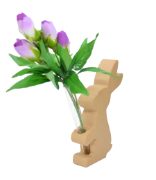 FIGURKA ZAJĄC WIELKANOCNY Z FIOLKĄ NA KWIATY 24CM BEŻOWY NOWOCZESNY DESIGN WAZON 
