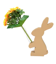 FIGURKA ZAJĄC WIELKANOCNY Z FIOLKĄ NA KWIATY 24CM BEŻOWY NOWOCZESNY DESIGN WAZON 