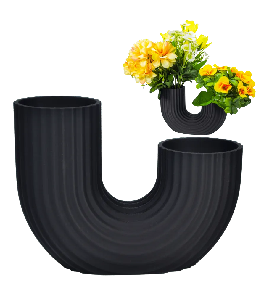 NOWOCZESNY MINIMALISTYCZNY WAZON NIETŁUKĄCY W KSZTAŁCIE LITRY U CZARNY 10 CM 