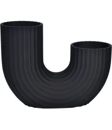 NOWOCZESNY MINIMALISTYCZNY WAZON NIETŁUKĄCY W KSZTAŁCIE LITRY U CZARNY 10 CM 