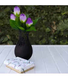 WAZON NA KWIATY AŻUROWY CZARNY NOWOCZESNY WIECZNY NIETŁUKĄCY DO SALONU 20CM 