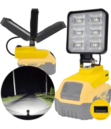 LAMPA DO BATERII DEWALT 18V LED HALOGEN ROBOCZY + USB 