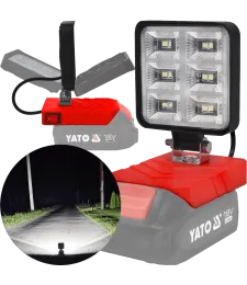 Lampa Do Baterii Yato 18V LED Halogen Roboczy - Czerwony